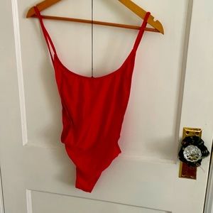 Hot Red One piece open sides and back